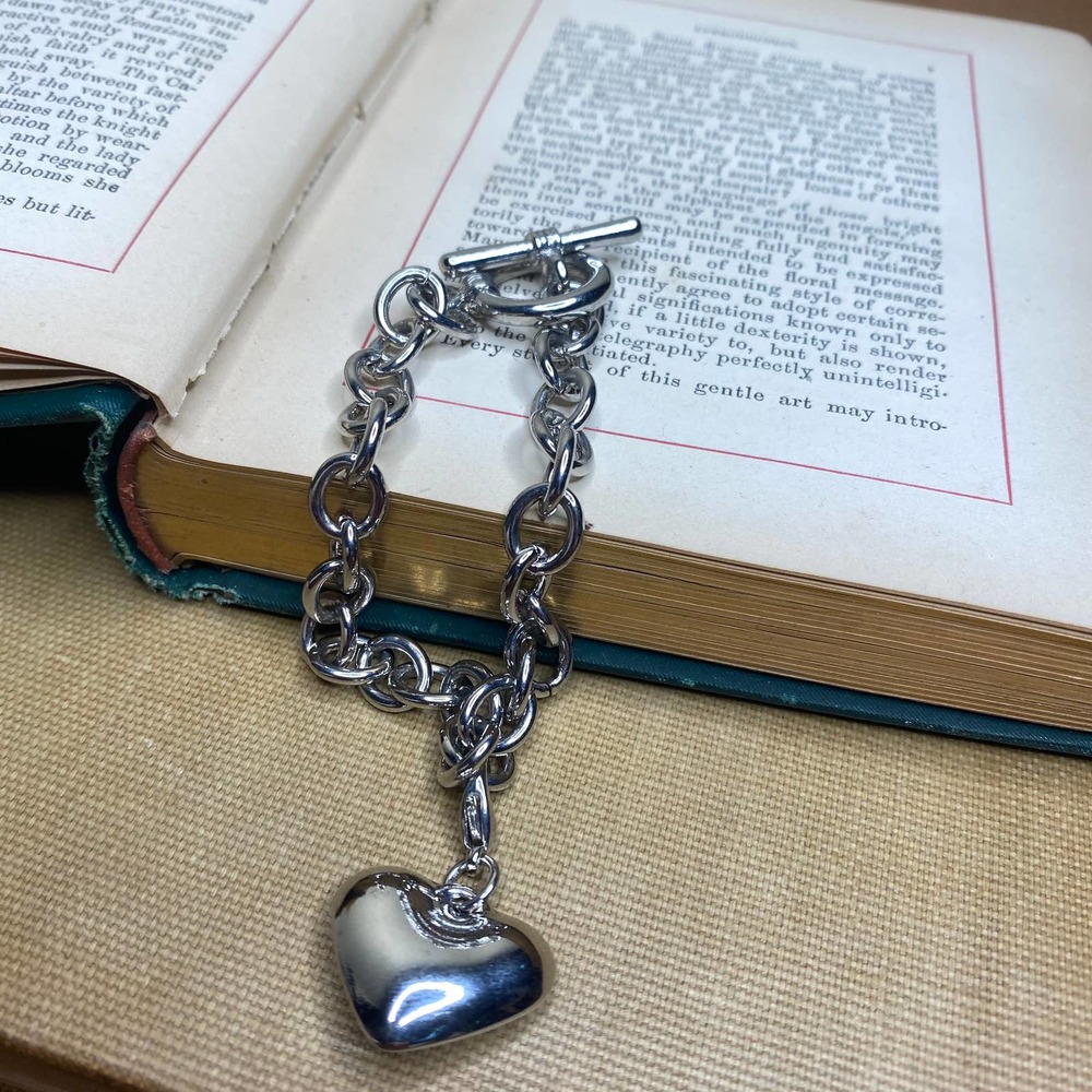 Vintage Heart Charm Red Jewel Bracelet - Picture 5 of 6